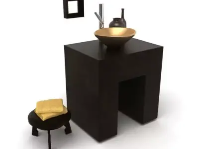Dark Stylish Bathroom Furniture 3D model