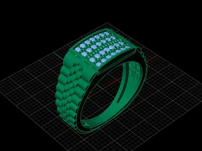 Print Ready STL 3DM  Gents Rings Diamond Men Ring  3D print model 6