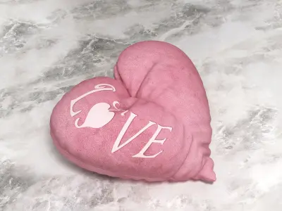 Heart Pillow - Love Text 3D model