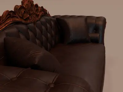 Baroque Leather Sofa  Game Ready  Archviz Asset Low-poly 3D model