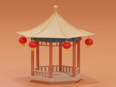 Cartoon Chinese Pavilion 3D model