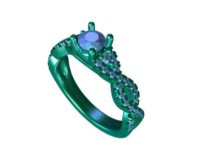 R ES022 diamond ring set gold 3D print model
