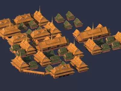    Thailand architecture Low-poly 3D model