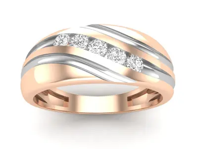 AV 510 Diamond Mens Fashion 5 Stone Wedding Band 3D print model