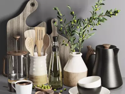 kitchen accessories 01-Olive set 3D model
