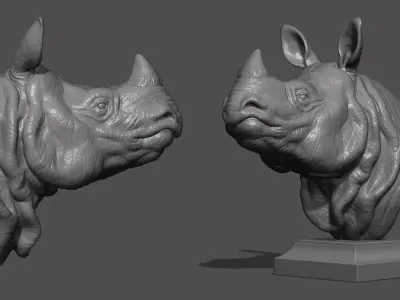 Indian rhinoceros bust 3D print model