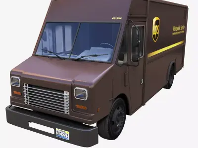 UPS van Low-poly 3D model