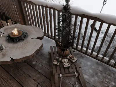 Christmas Home - Porch Blender Scene 3D model