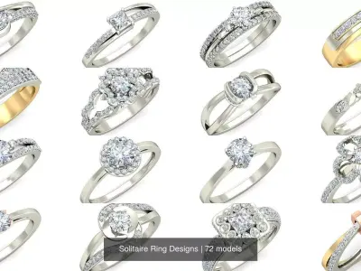  Solitaire Ring Designs 3D Model Collection