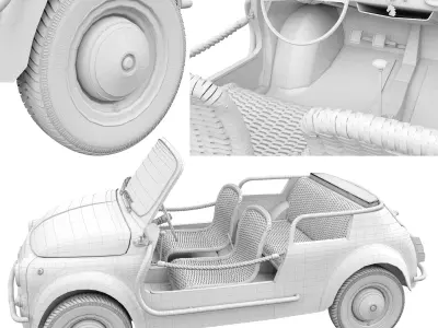 Fiat 500 Jolly Icon-e Tricolore 3D model