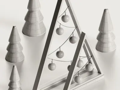 Double A frame Christmas Decoration 3D model