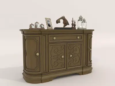 Classic European style Sideboard and Decoration 4 3D model
