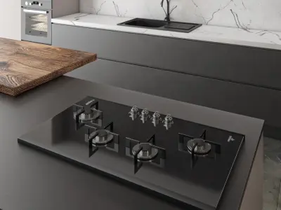 Luxury residential interior of modern kitchen 3D model