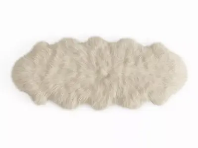 Fluffy decorative carpet made of Icelandic sheepskin fur 3D model