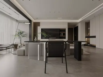 Modern living room dining room interior scenes 187 3D model