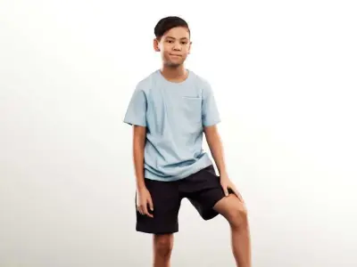 Jordan 12481 - Standing Asian Boy With Soccer Ball Low-poly 3D model