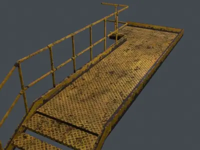 Modular Industrial Staircase Low-poly 3D model