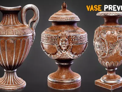 20 Game-Ready Ornamental Vase and Textures   Vol 51 Low-poly 3D model