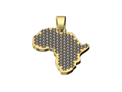 Iced diamond africa pendant charm with bail 3D print model
