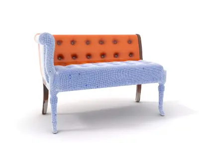 Elegant Leather Bench model pack Low-poly 3D model