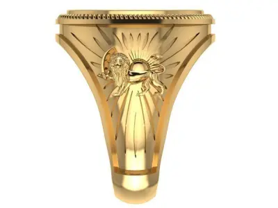 lion signet ring 3D print model