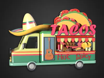 Asset - Cartoons - Food Taco Car 3D model