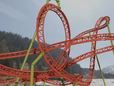 Rollercoaster Low-poly 3D model