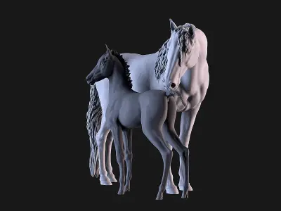 Mare and Foal 3D print model