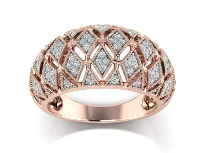 Light Weight Rose Gold Diamond Ring  -R-3924 3D print model