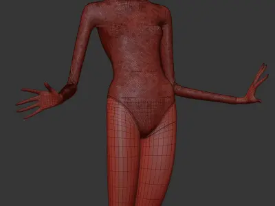 Woman Swimsuit VS Long Sleeve One-piece 3D model