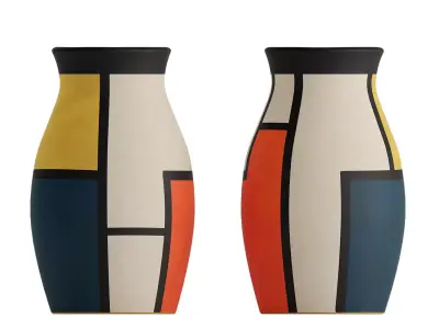 Modern Bauhaus Inspired Ceramic Vase 3D model