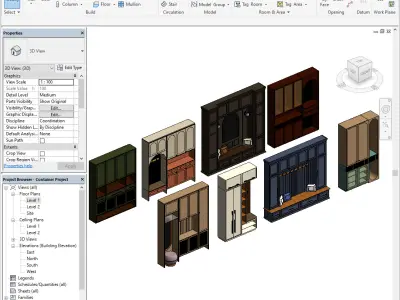 Entryway Furniture Set Revit Family Parametric 3D model