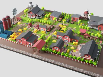 Low Poly Farm Pack - Ready Farm Collection lowpoly Free low-poly 3D model