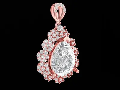 Luxury Pear Cut Diamond Halo Pendant 3D Model 3243 3D print model