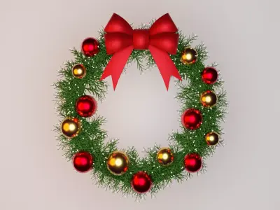 Christmas Wreath Low-poly 3D model purchase