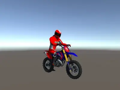 Low Poly Dirt Bike With Rider-2 Low-poly 3D model
