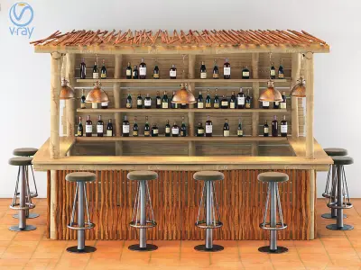 Kiosco Beach Set Decoration Taburete Bar Stools 3D model