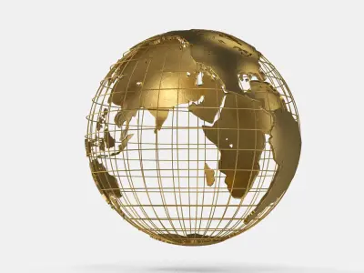 Earth Globe Golden Style Low-poly 3D model