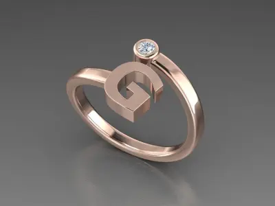 Alphabet Jewelry ring G 3D print model