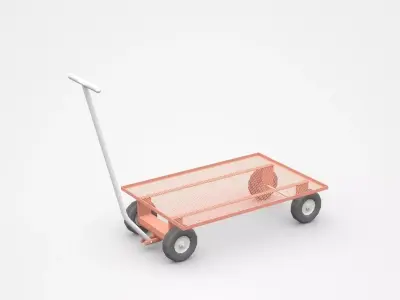 Four Wheels Iron Static Cart  3D model
