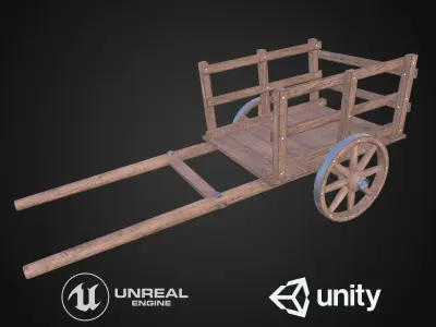 Medieval Cart Low-poly 3D model