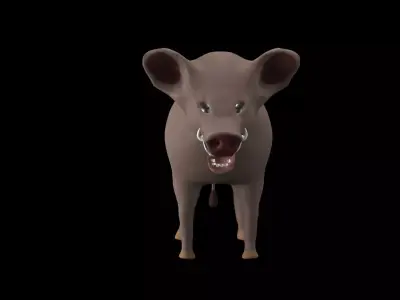 wild boar with big fangs 3D model