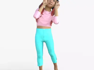 Realistic 3D Girl Character Rigged 3D model purchase