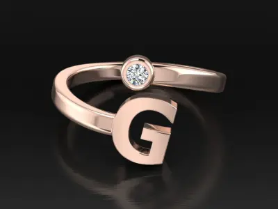 Alphabet Jewelry ring G 3D print model