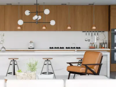 Modern Minimalist Bar Living Room  Low-poly 3D model