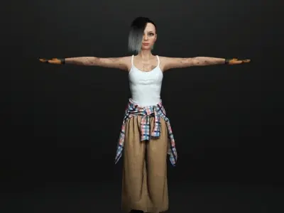 Mechanic Girl - Game Ready  Low-poly 3D model