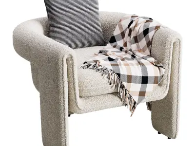 Sculptural Upholstered Lounge Chair 3D model