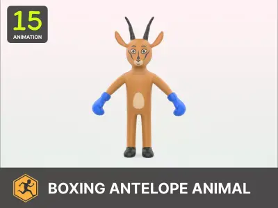 Boxing Antelope Animal Animated Low-poly 3D model