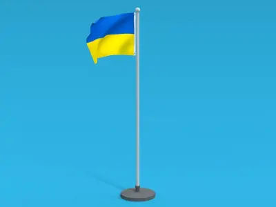 Low Poly Seamless Animated Ukraine Flag Low-poly 3D model