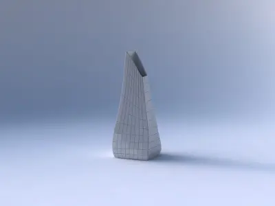 Vase top bent rectangle with grid plates 3D print model